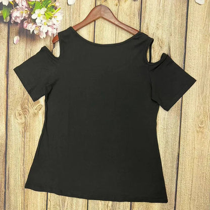 hot drill off-shoulder large size short sleeve T-shirt women's top
