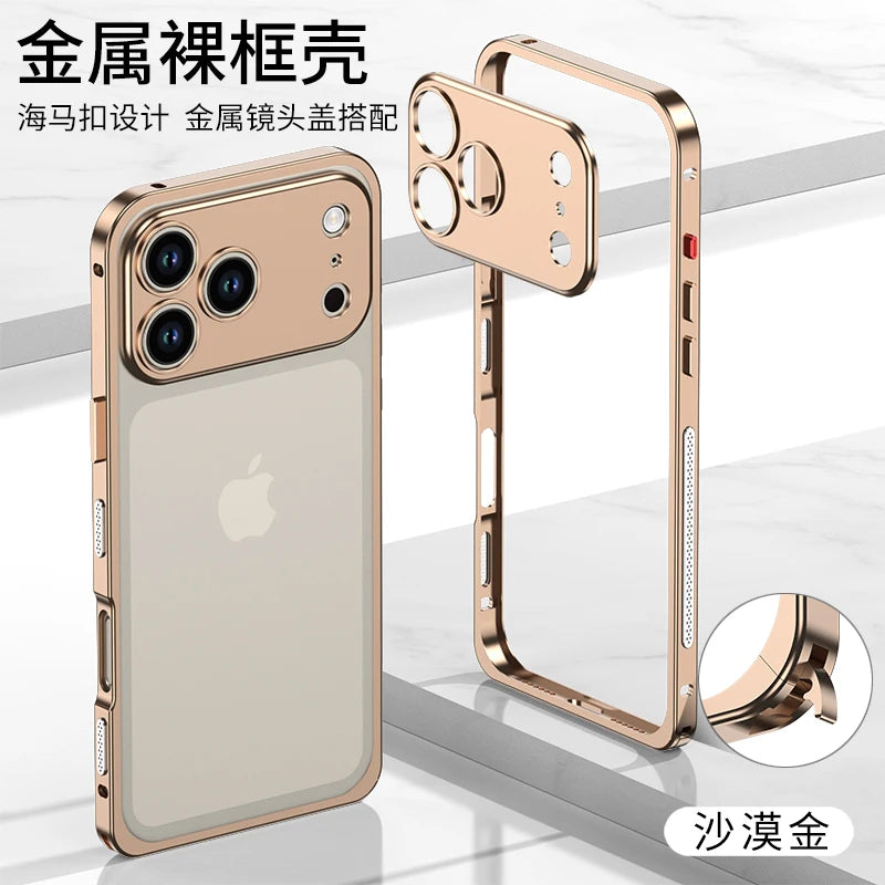 Metal Frame Bumper Phone Case For iPhone 17 16 15 14 13 Pro Max Plus 17Air Aluminum Alloy Lens Heat Dissipation Shockproof Cover