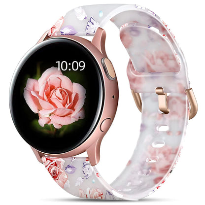 20mm Floral Band For Huami Amazift GTS 4/2/2e/3/GTS2 Mini/GTR 42mm Watch Bracelet Amazfit Bip 3 Pro Transparent Silicone Strap