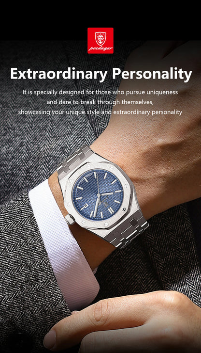 POEDAGAR Original Luxury Man Watch Date Luminous Waterproof Stainless Steel Men Wristwatch Fashion Business Quartz Men's Watches