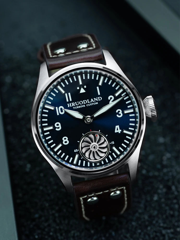 Hruodland F016 Pilot Watch Seagull Movement Mechanical BGW-9 Luminous Sapphire Crystal F016 Turbine 43mm Men Retro Pilot Watch