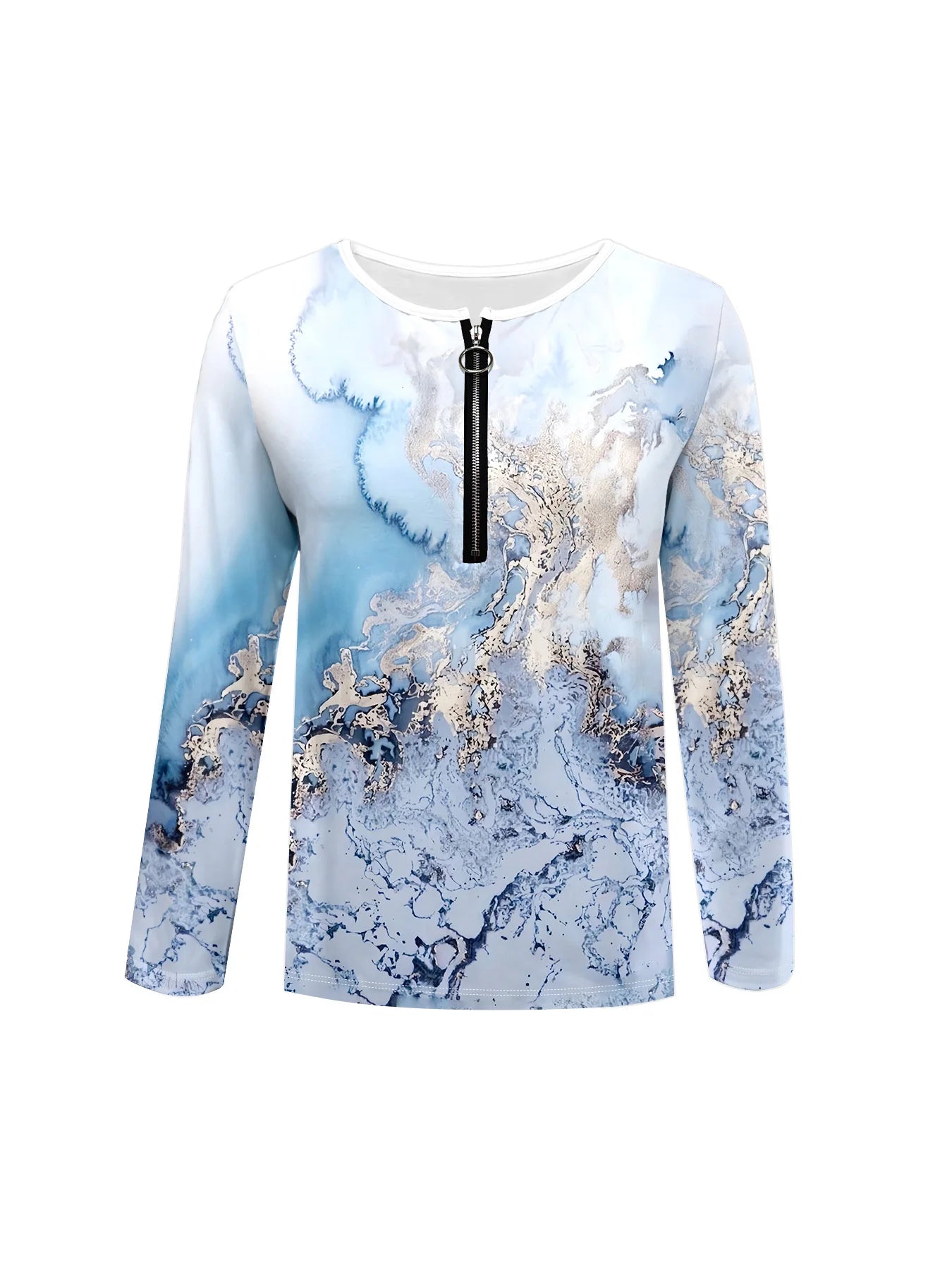 Summer new fashion 2025 women's casual long-sleeved printed T-shirt