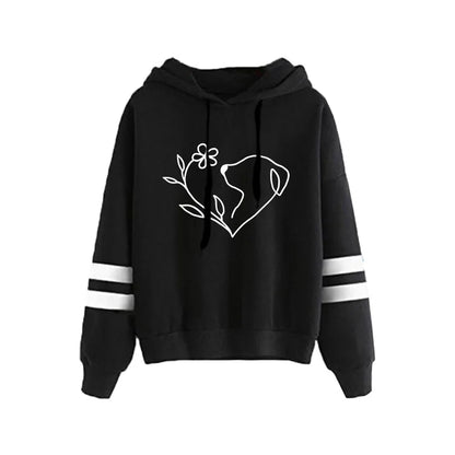 2025 Hot Sale Women's Tracksuit Hooded Sweatshirts Black Sweatpants Urban Casual Fashion Sportswear Cute Pattern Print Hoodies