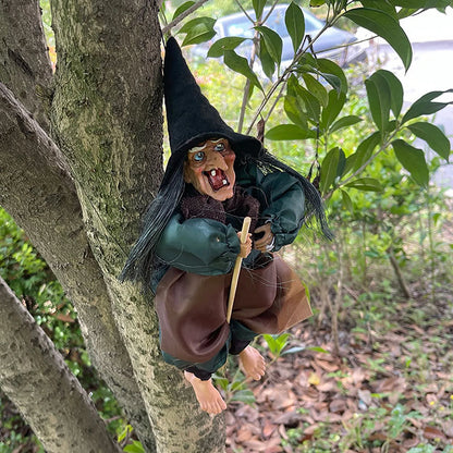 Halloween Horror Witch Hanging Doll With Glowing Eyes And Spooky Sounds Halloween Decorations For Home Garden Holiday Gift