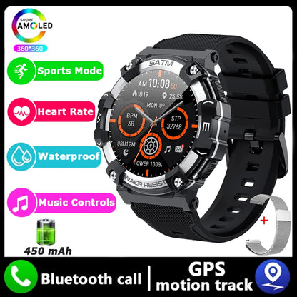 Outdoor Military Smartwatch For Men Health Monitor Bluetooth Call Voice Assistant GPS Sports Waterproof Men Smartwatch 2024