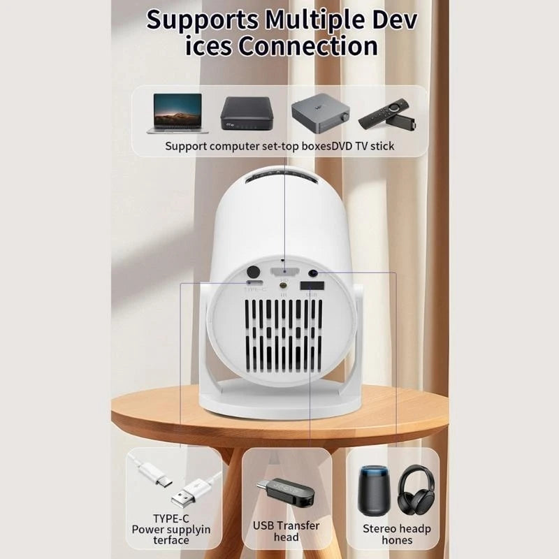 Portable Streaming Projector With USB C Fast Charging Highly Definition Display Wireless Screen Presentation