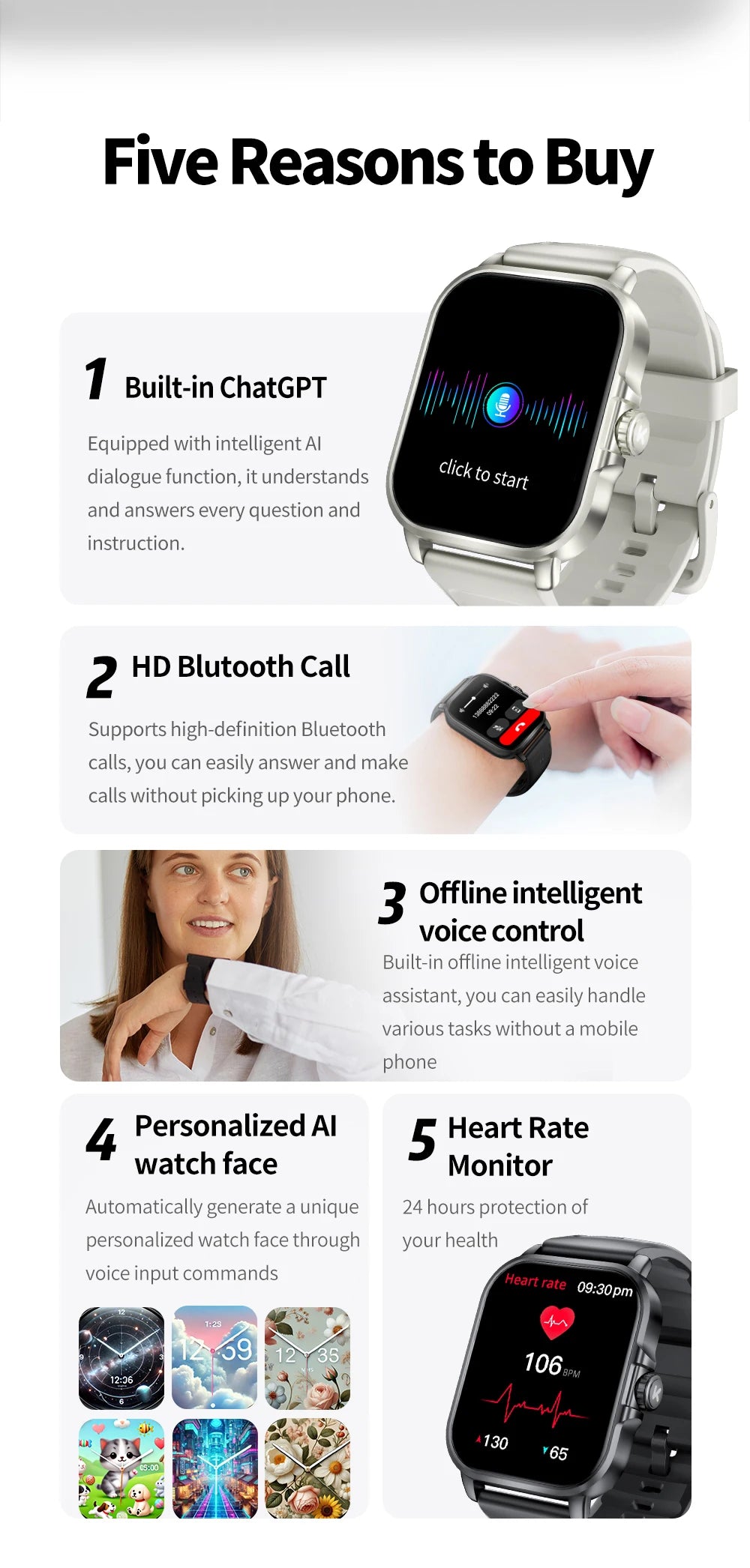 KUMI KU7 Meta 2.01″ High-definition Screen Smart Watch Bluetooth Call Heart Rate Measurement Oximetry Offline Intelligent Voice