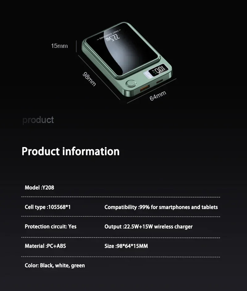 100000mAh Magnetic Wireless Power Bank Fast Charger For Magsafe Portable Auxiliary Battery Pack For iphone Huawei Samsung