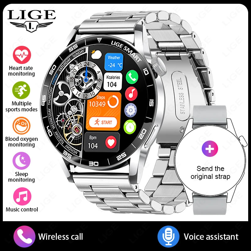 LIGE 2025 New Smartwatch Men For Android iOS Phone 1.38" HD Bluetooth Call Heart Rate Monitor Waterproof Sport Smart Watch Women