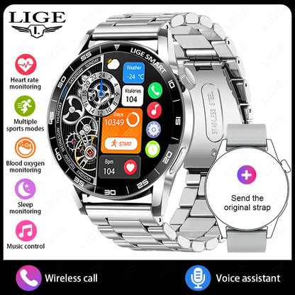 LIGE 2025 New Smartwatch Men For Android iOS Phone 1.38" HD Bluetooth Call Heart Rate Monitor Waterproof Sport Smart Watch Women