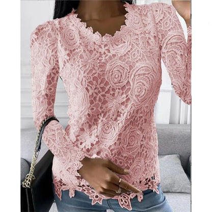 Autumn Fashion Style Bud Silk Unlined Upper Long Sleeve O-neck Embroidery