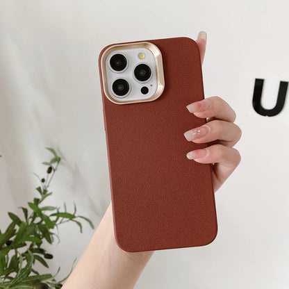 Luxury Leather Liquid Silicone Case For iPhone 17 16 Pro Max 15 14 Plus 13 11 12 Plating Shockproof Back Cover Solid Color Funda