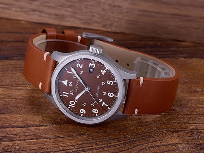 Baltany Men Quartz Field Watch S2082 10-Year Life Battery Luminous Leather Sapphire Stainless Steel Date Retro Military Watches