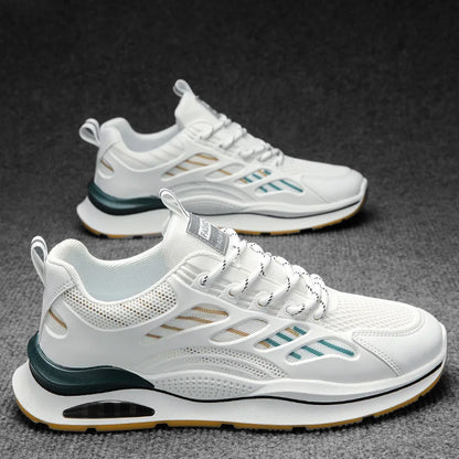 Men's Lightweight Wear-Resistant Sneakers, Anti-Slip Running Shoes, Casual White Footwear, Summer Outdoor Sports Shoes, New