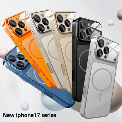Original Phone Colour AG Case For iPhone 17 Pro Max 17Air 16 15 14 13 For MagSafe Nano Frosted Glass Lens Camera Protect Cover