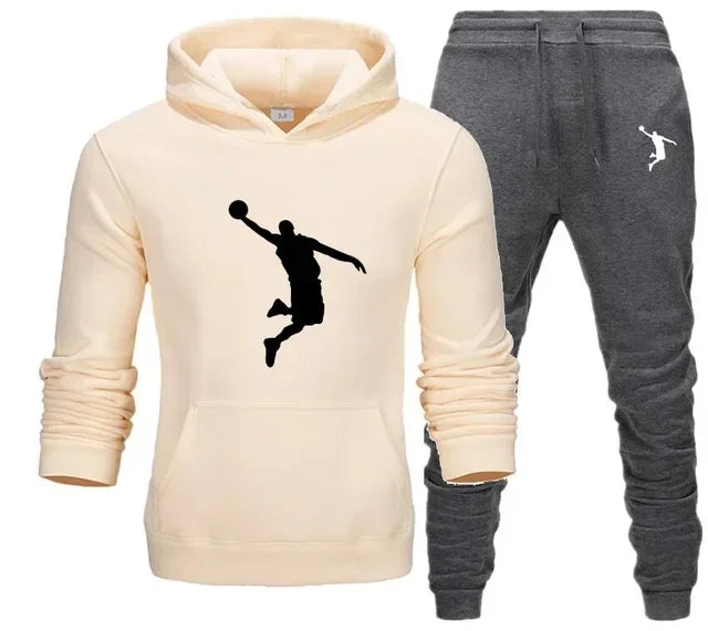A new 2-piece set for men's casual sports hooded pullovers and sweatpants for outdoor jogging in Europe and America in 2025