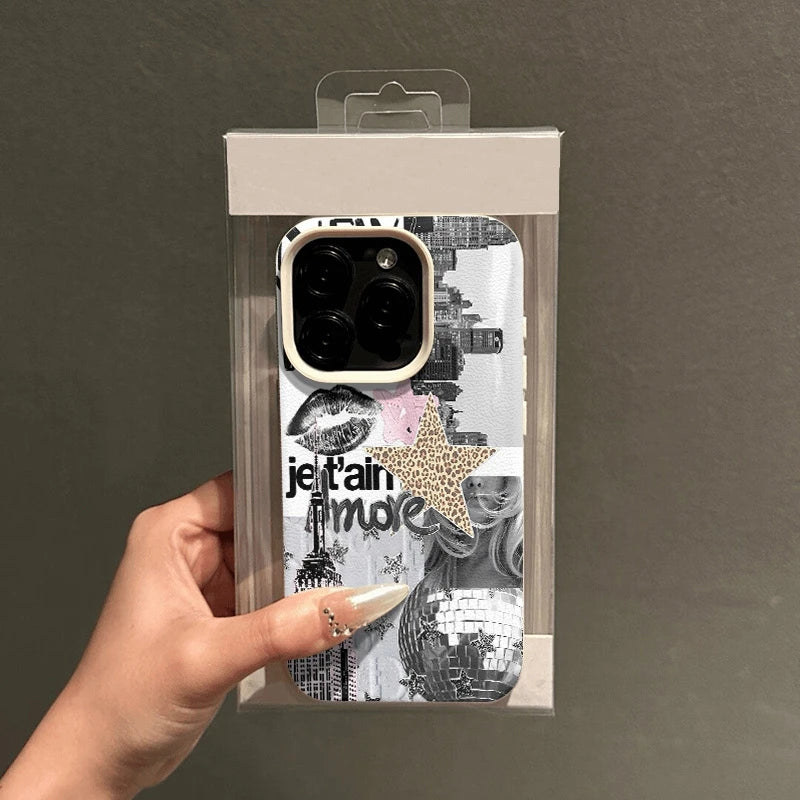 Stylish Phone Case For iPhone 17 11 13 12 15 14 16 Pro Max XS XR X 7 8 Plus 17 Air Eiffel Tower Light Ball Lychee Texture Cover