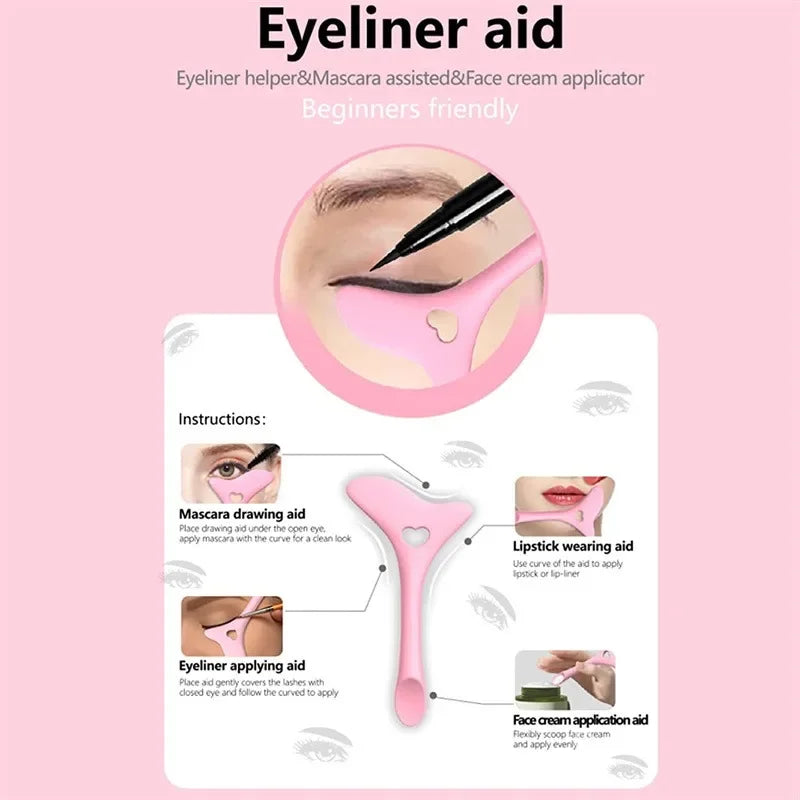 Multi-functional Eyeliner Stencil Wing Tips Silicone Eyeliner Aid Drawing Lipstick Wearing Aid Reusable Makeup Tools