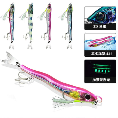 JIg Lure Fishing Anglers Glow Jig 3D Print Treble Hook Speed Falling 40g60g80g Metal Hard Bait Jigging Pesca Bait