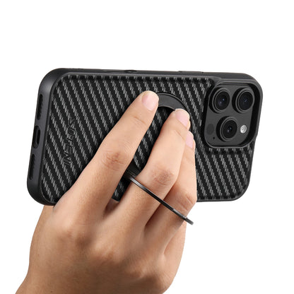 Compatible MagSafe Wireless Charging Strong Magnetic 360° Rotating Ring Stand PU Leather Phone Case For iPhone 17 16 15 14 13 12