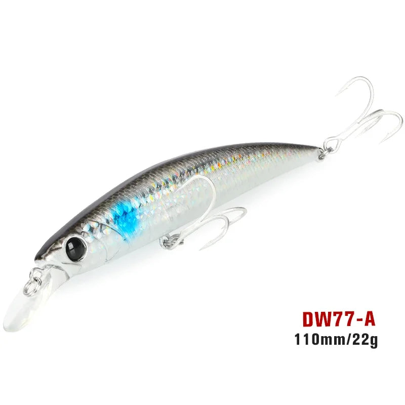Sinking Minnow 110S DW77 110mm 22g Long Casting Fishing Lure Large Trout Seabass Sea Fishing Hard bait