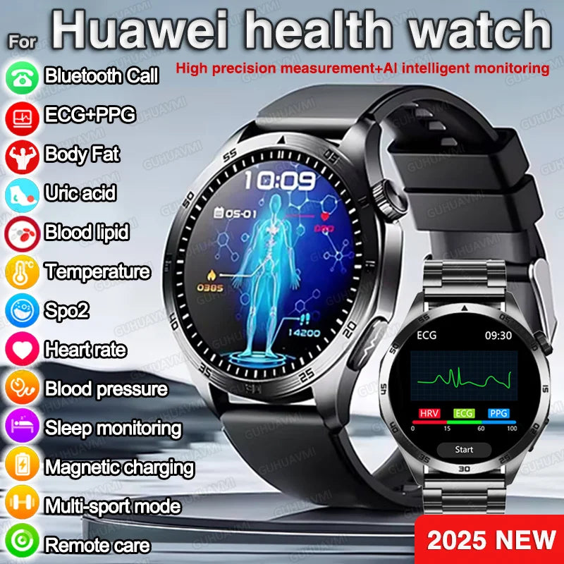 Huawei ECG+PPG Laser Treatment Health Smart Watch Three highs Clock Blood pressure Heart rate Men HD Call Bracelet