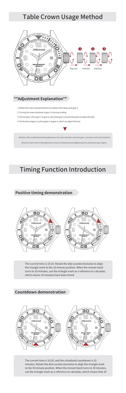 DREAMAS Men's Carbon Fiber Automatic Mechanical Diving Watch Swiss Luminous 500m Waterproof Gradient cold grey D0390G3