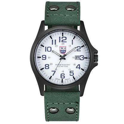 Genuine XINEW Brand Men Watches Black Students Fashion Leather Band Sports Date Quartz Wrist Watch Montre Homme Reloj Hombre