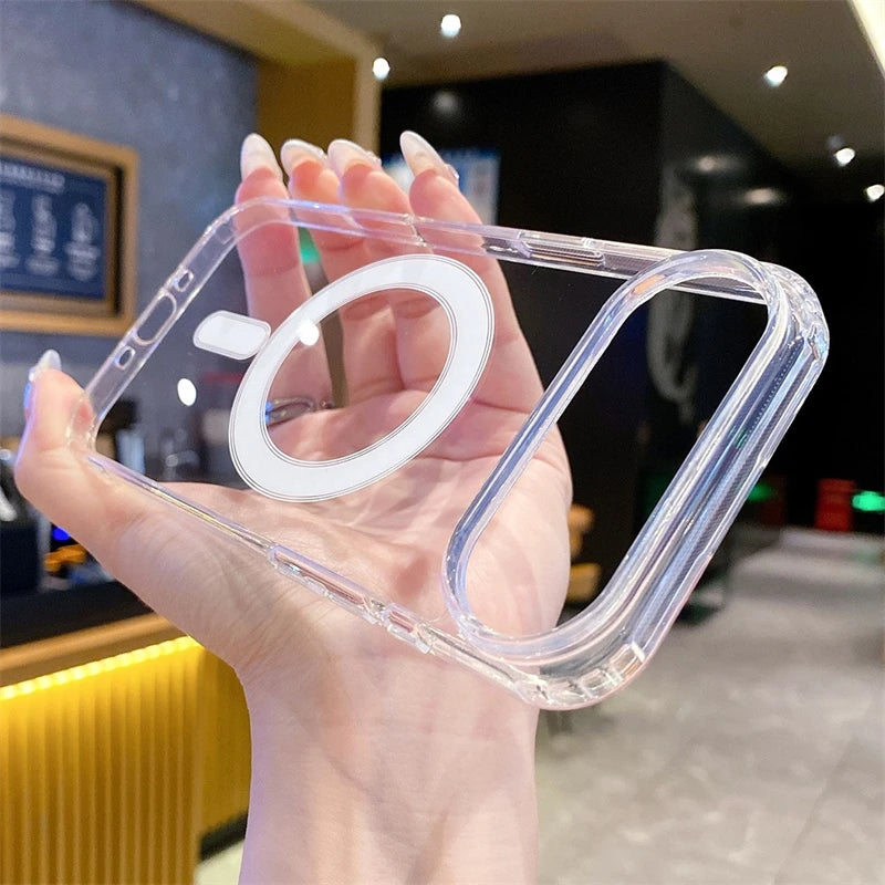 Magsafe Magnetic Phone Case For iphone 17 17Air 11 12 13 Mini 14 15 16 Pro Max XR X XS 7 8 Plus Hard Transparent Back Cover