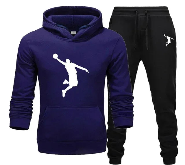 A new 2-piece set for men's casual sports hooded pullovers and sweatpants for outdoor jogging in Europe and America in 2025