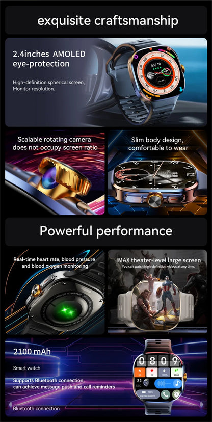 Smart Watch 720*720 AMOLED 2.40 inch Screen Video Call 8GB+128GB RAM 2100 mAh Google Play WIFI GPS Smartwatch