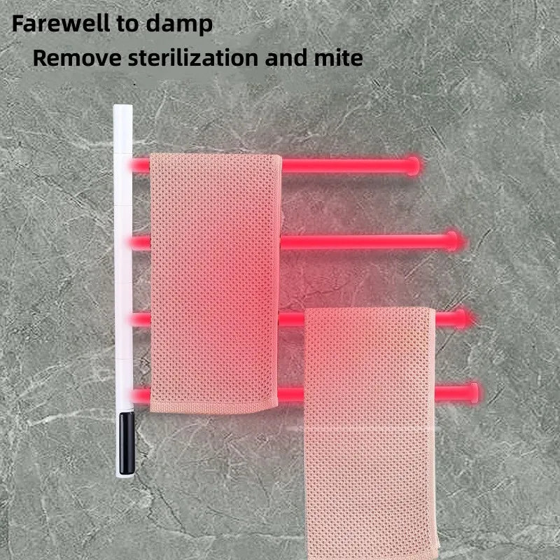 Electric Heating Towel Rails 180° Rotation Left & Right SUS304 Bathroom  Wall Mounted Towel Warmer Holder  220V