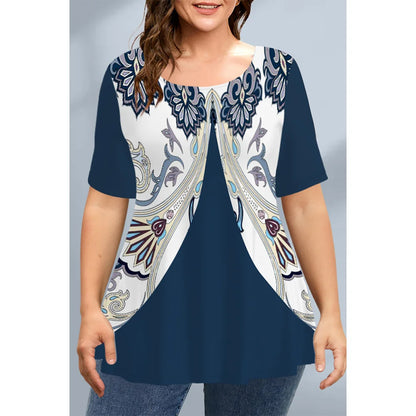 T-Shirts Spring Clothing Floral Graphic O-Neck Pullovers Short Sleeve Tops Streetwear Oversized Apparel Ladies 2023