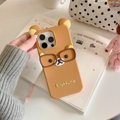 New Glasses Rilakkuma For iPhone 17 16 15 14 13 12 11 Pro Max Plus 6 7 8 Plus Silicone Soft Cover Case