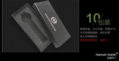 Hannah Martin Men's Stainless Steel Watch Fashion Business Style Black Minimalist Style 3Bar Waterproof Quartz Movement Watches