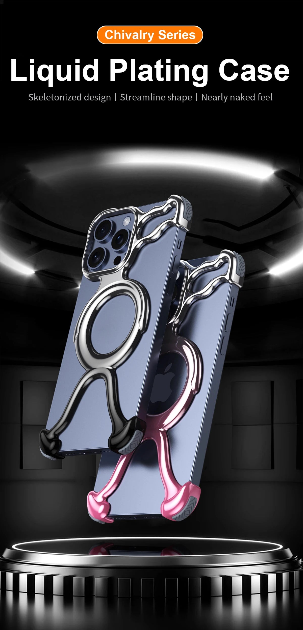 Irregular Geometric Phone Case For Iphone 17 16 15 14 13 Case Hollowed Out Electroplated Four Corners Silicone Shockproof Case