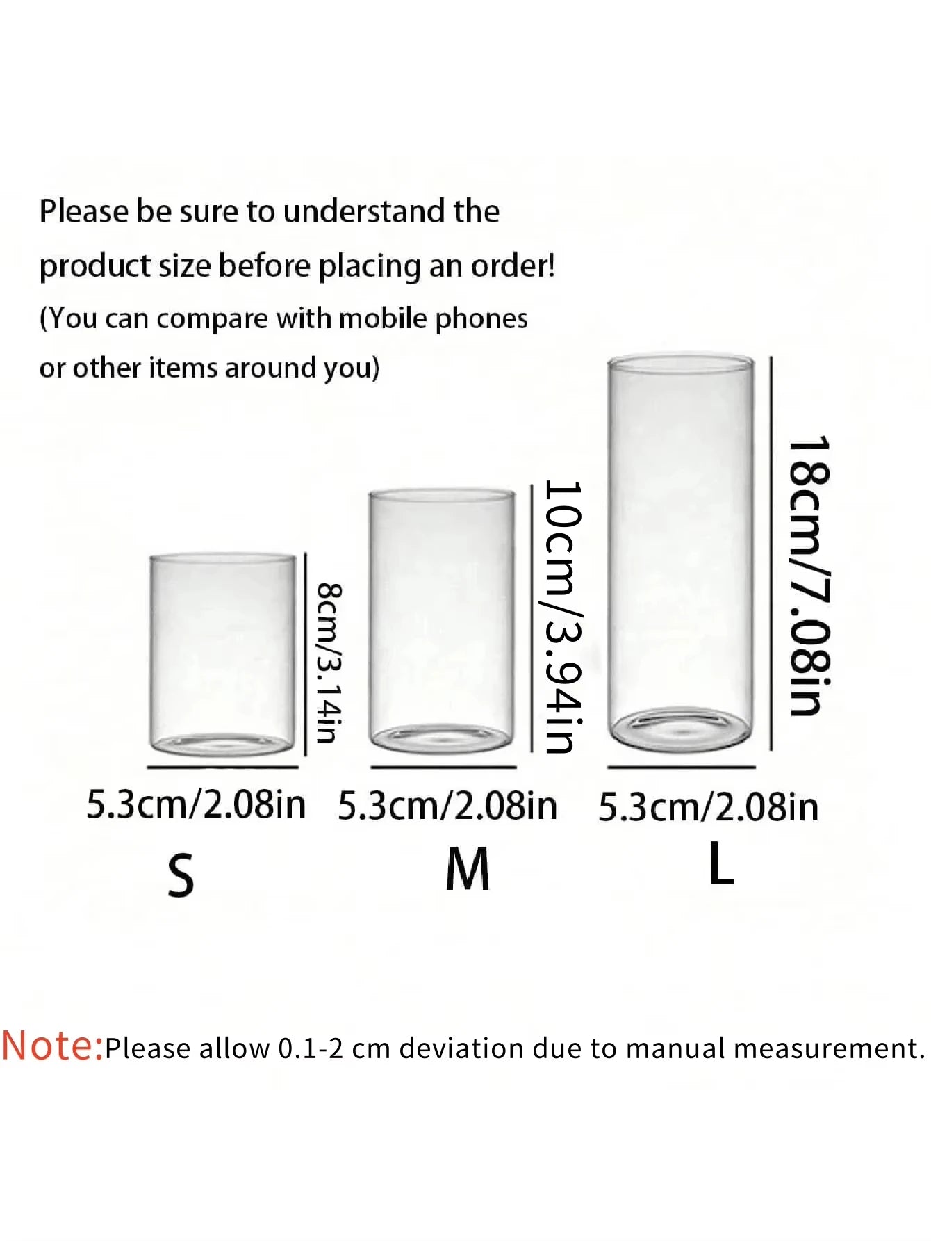 Clear Cylinder Glass Candle Holder Pillar High Borosilicate Glass Candle Holder Vase Wedding Party Decor(Candles Not Included)