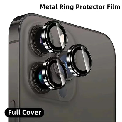 Protector For iPhone 16 Pro Max 15 14 13 12 Mini Pro Max Metal Ring Tempered Glass Lens Cover Cap