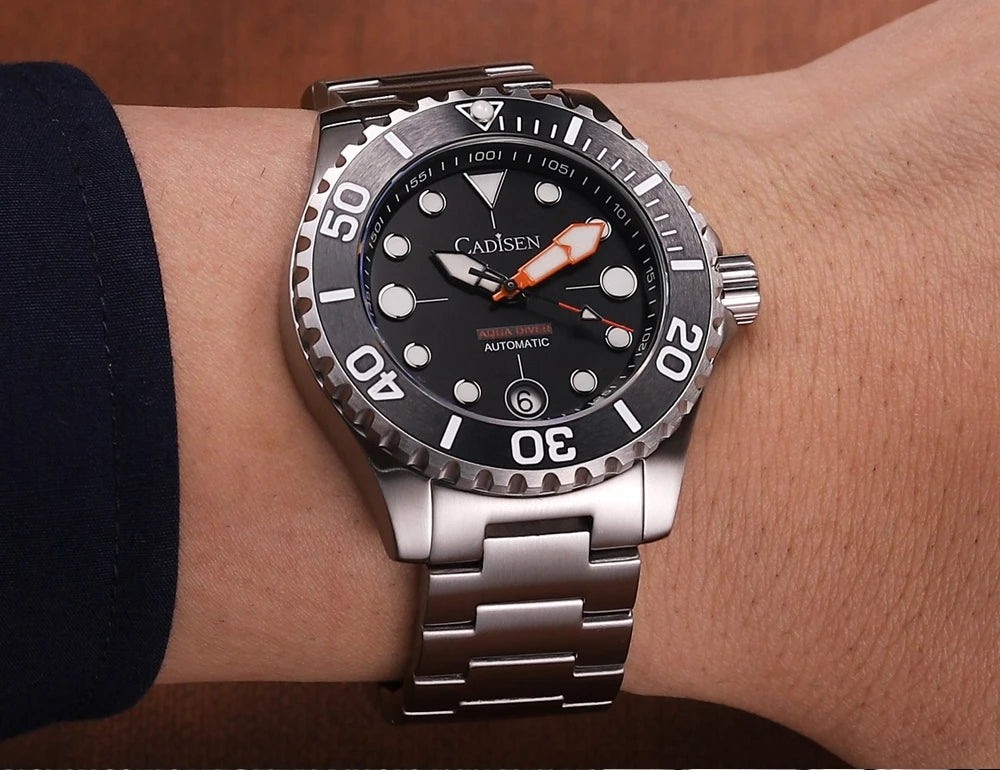 CADISEN AQUA DIVER Brand Luxury Men Watches Automatic Watch Japan NH35A 100M Waterproof Luminous Mechanical Wristwatch
