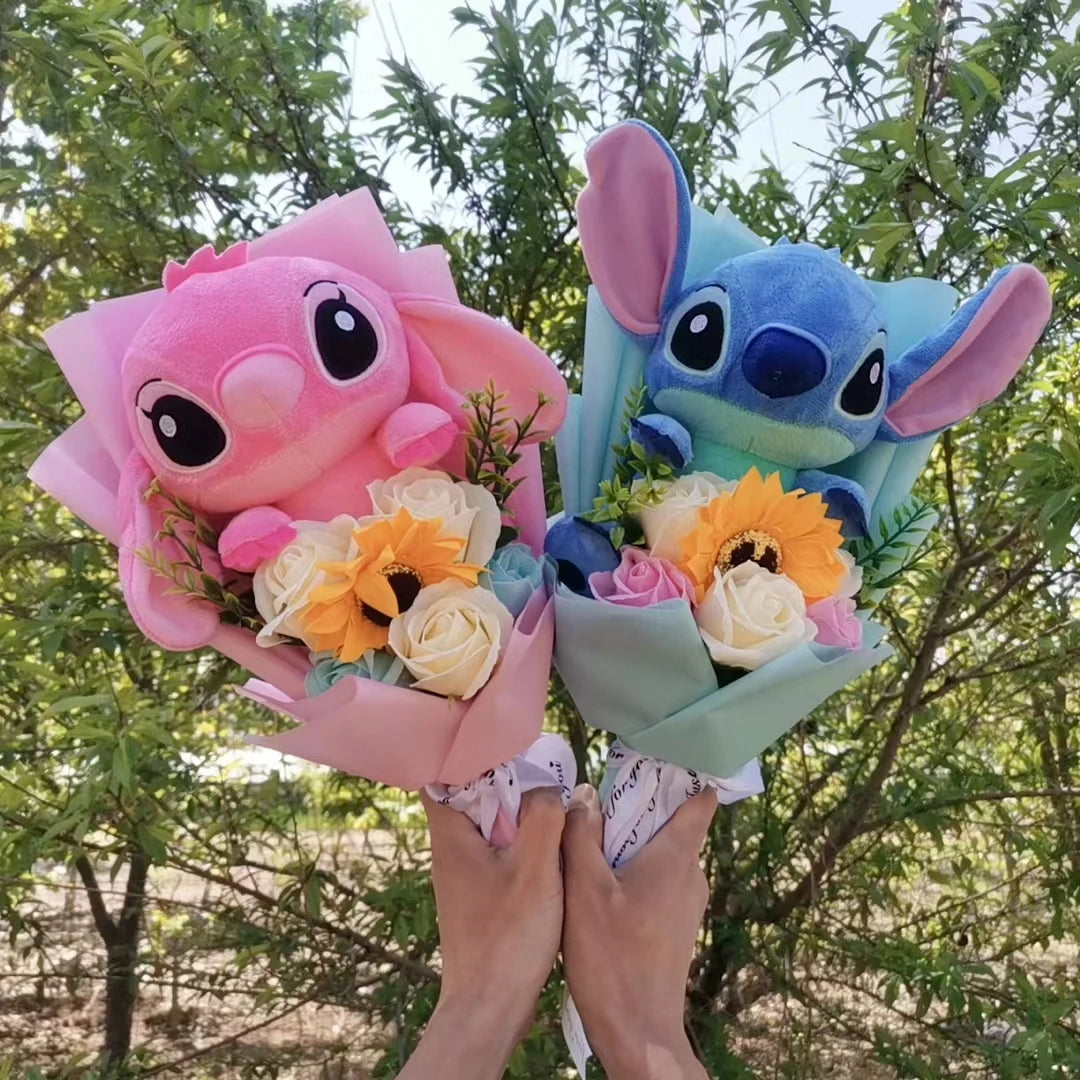 Lilo & Stitch Bouquet Major Holiday Gift PVC Rose Sunflower Anime Stuffed Doll Birthday Girl Valentine'S Christmas Day Girl Gift