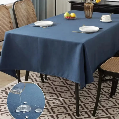 Waterproof Oilproof Kitchen Dining Tablecloth Solid Color Rectangle Tablecloth Cover Mat Oilcloth Antifouling Home Decoration