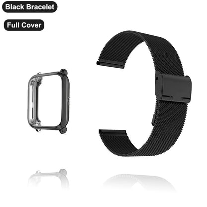 Strap For Amazfit Bip 3 5 S U Lite GTS 2 3 4 Mini Band With Protector Case Metal Bracelet Screen For Watchband Accessories