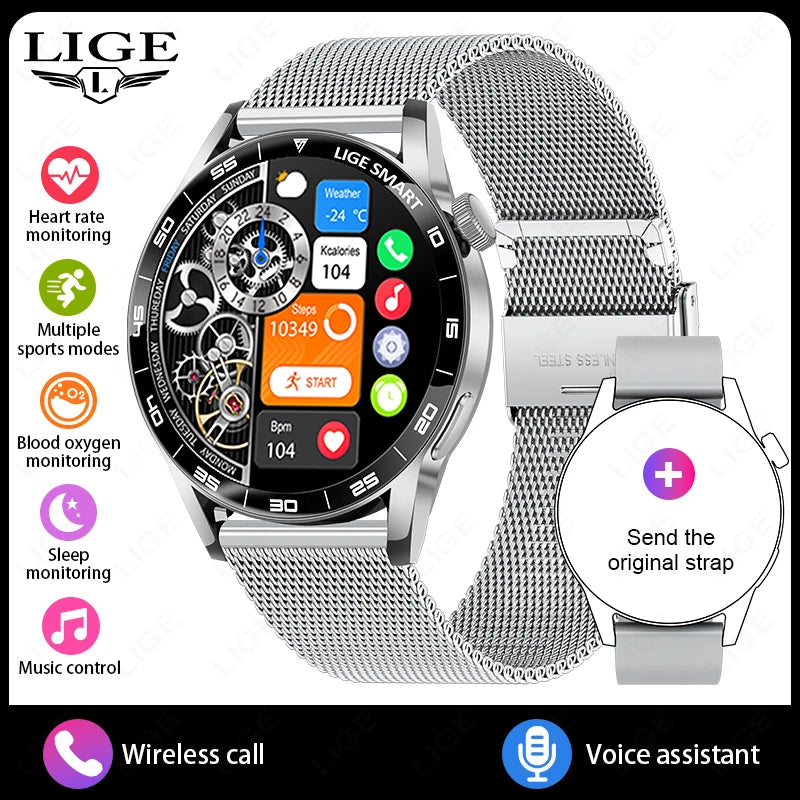 LIGE 2025 New Smartwatch Men For Android iOS Phone 1.38" HD Bluetooth Call Heart Rate Monitor Waterproof Sport Smart Watch Women
