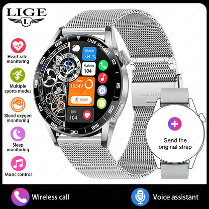 LIGE 2025 New Smartwatch Men For Android iOS Phone 1.38" HD Bluetooth Call Heart Rate Monitor Waterproof Sport Smart Watch Women