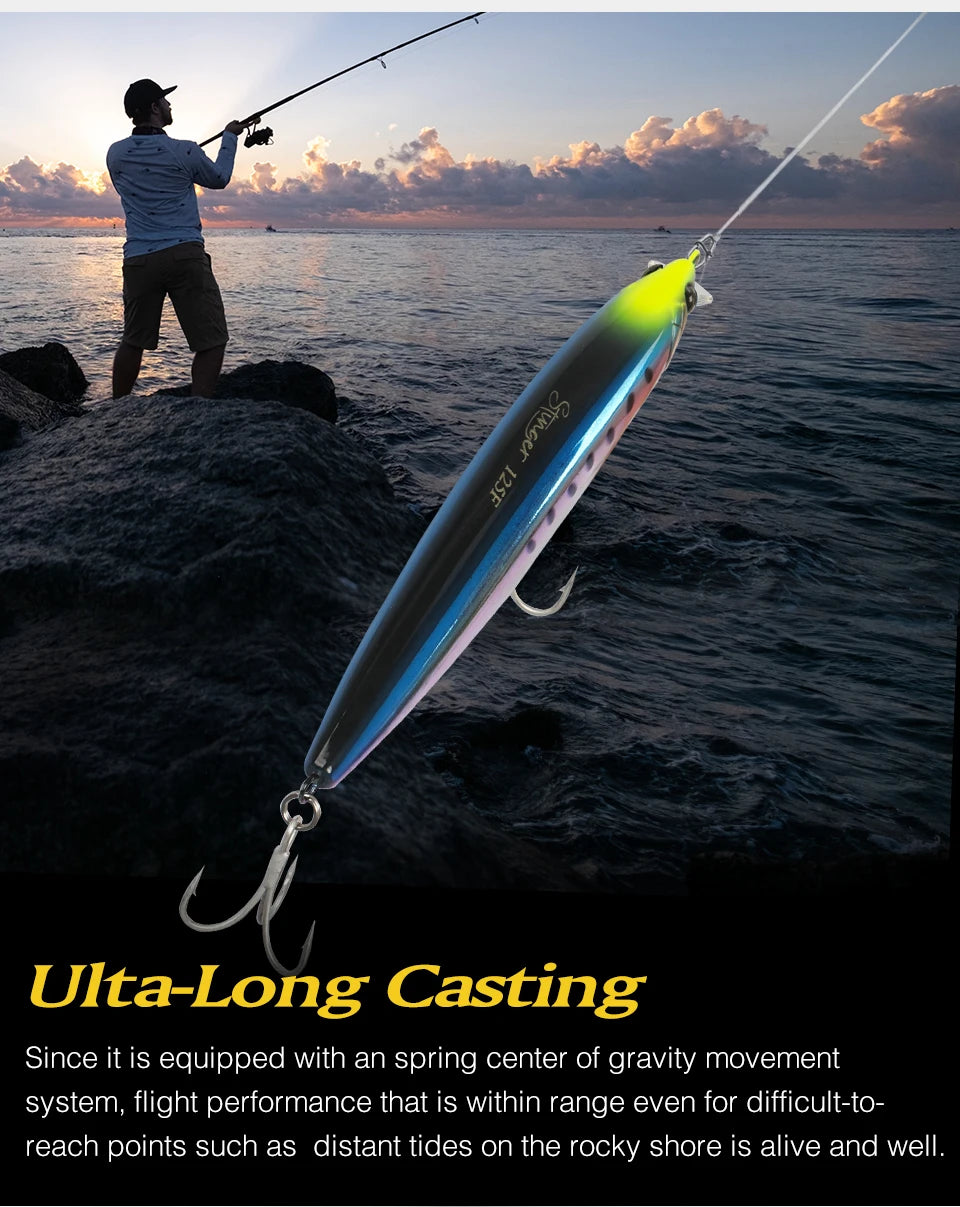 Ultra Long Casting Floating Minnow 125mm 25g High Strength Saltwater Seabass Artificial Hard Baits