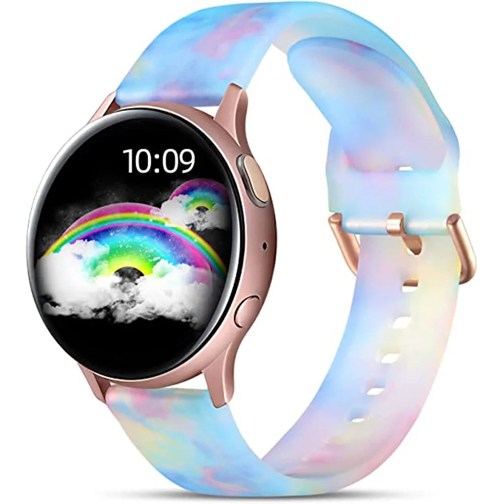 20mm Floral Band For Huami Amazift GTS 4/2/2e/3/GTS2 Mini/GTR 42mm Watch Bracelet Amazfit Bip 3 Pro Transparent Silicone Strap