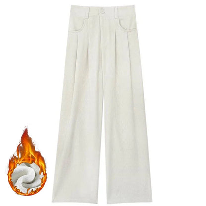 Winter Lady Snow Warm Pants Girls Classic Fleece High Waist Trousers Women Straight Leg Plush Thermal Casual Pants