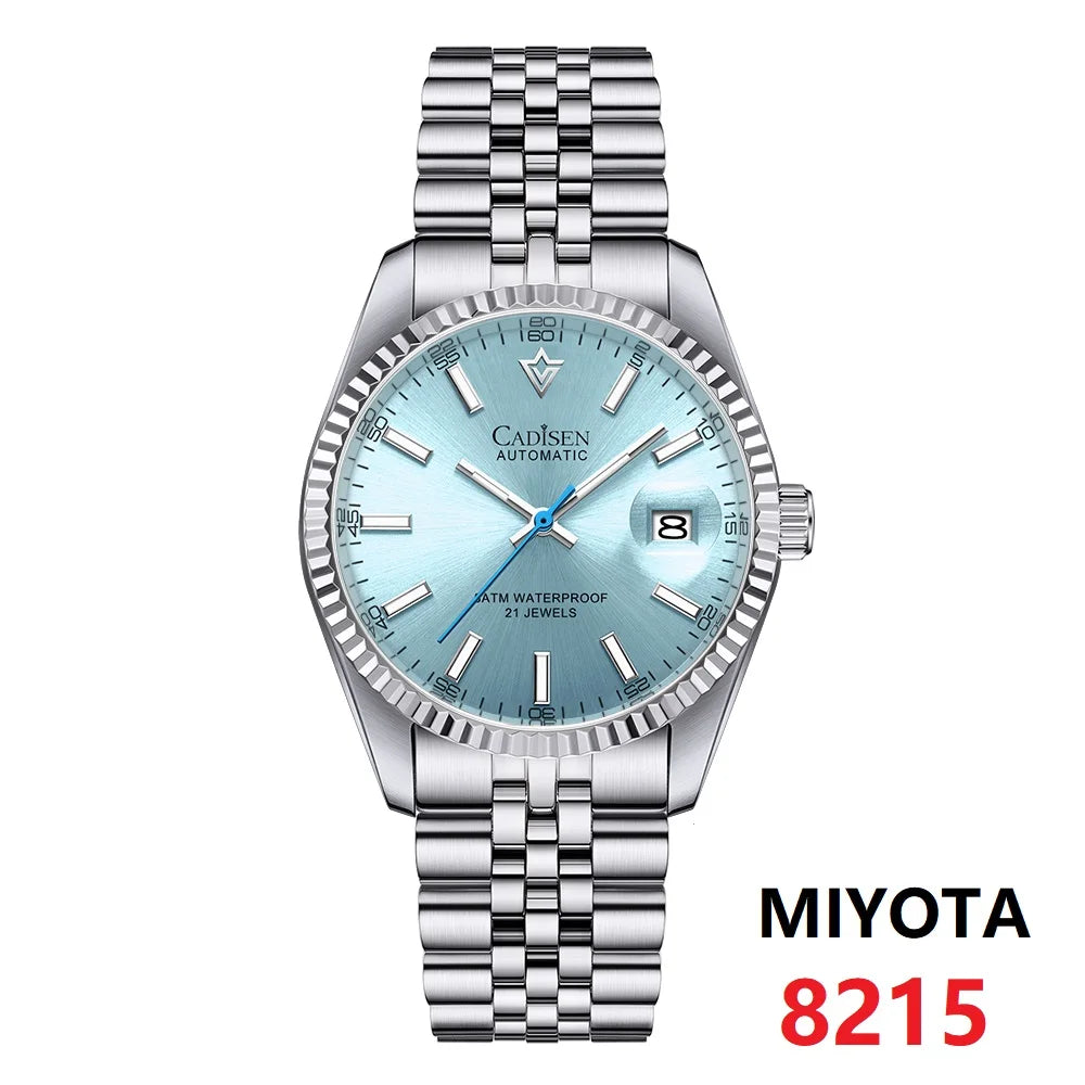 CADISEN New Week Calendar Type watch for men Sapphire mirror 10ATM Automatic Watch MIYOTA 8285 Business Mens All Steel Watches