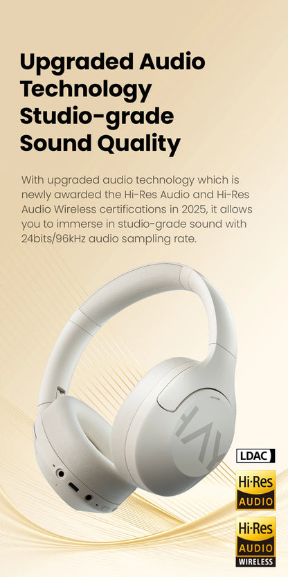 HAYLOU S30 Wireless Bluetooth 5.4 Headphones 43dB Adaptive Noise Cancelling Headsets 40mm Driver 80H Playtime Earphones