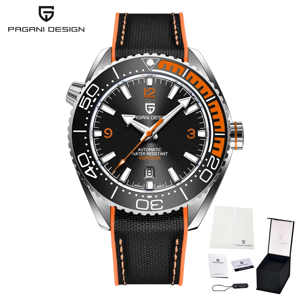 PAGANI DESIGN Top 100M Waterproof Watch Outdoor Military Sports Ultra Luminous Dial Men's Mechanical Automatic watches for man